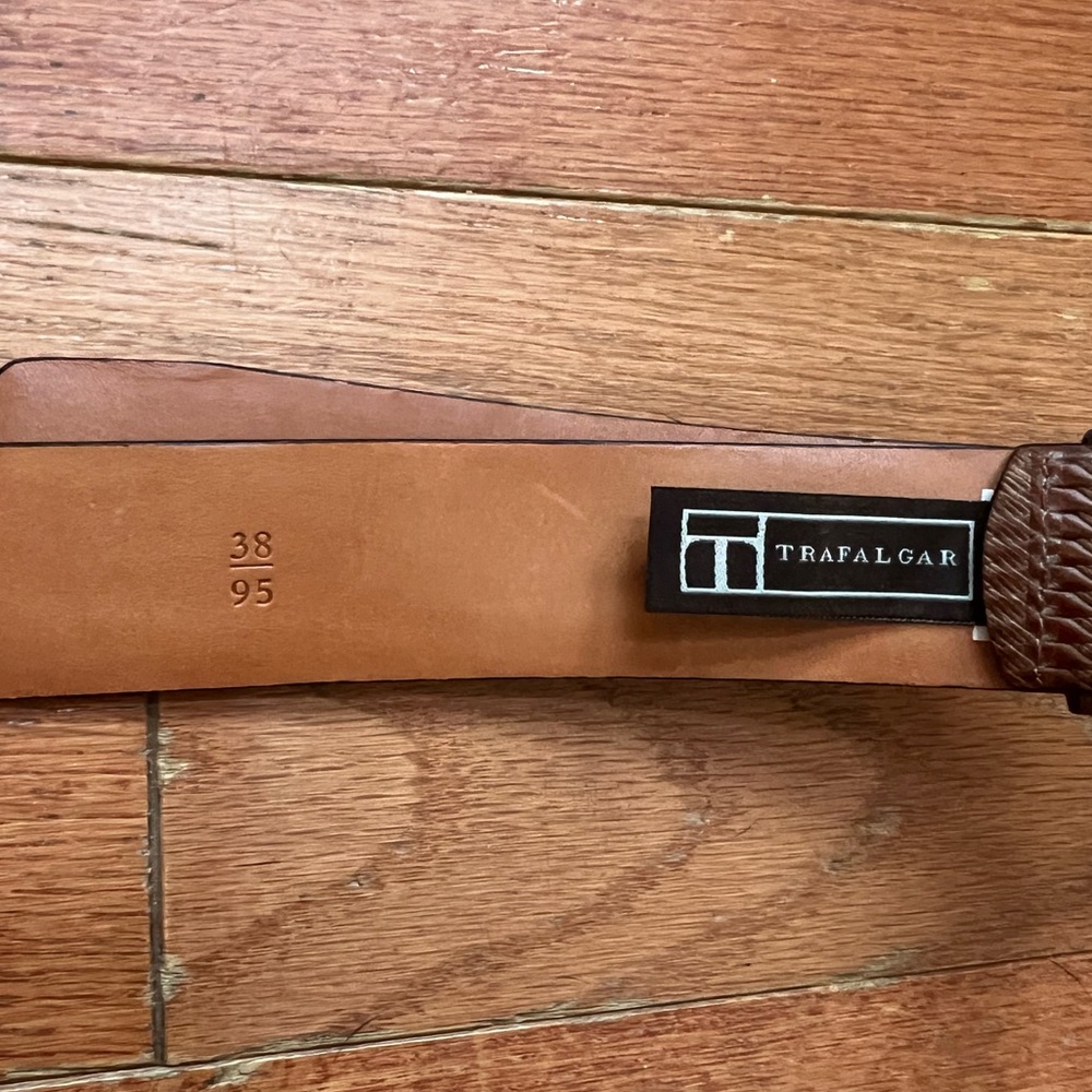 Trafalgar Mens Brown 38/95 Eastham Italian Calfskin Leather Belt‎ - Picture 6 of 8